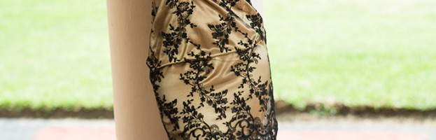 Gold and black lace dress